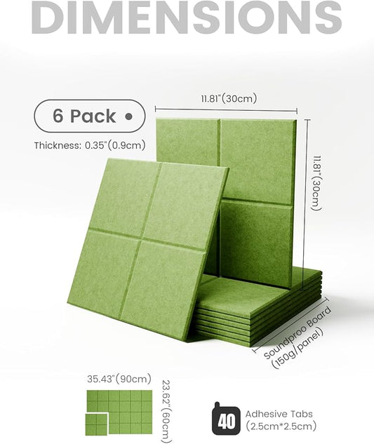 Large Felt Bulletin Board 36" x 24"Cork Board Alternative-6 Pack with 40 Safe Removable Adhesive Tabs, Cork Boards for Walls Cork Board for Home Office Classroom Pin Board-Kelly Green