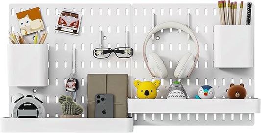 Nafenai Pegboard Combination Wall Organizer Kit,2 Pieces Pegboard and 11 Accessories Modular Hanging,Wall Mount Display Pegboard Panel for Home Office
