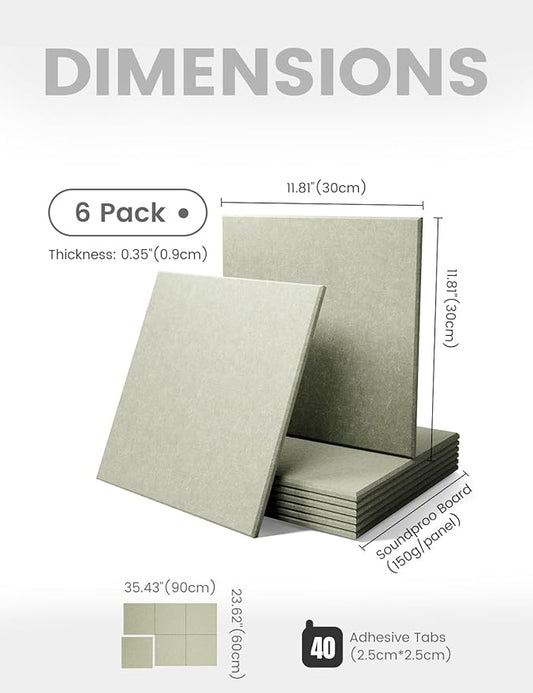 Large Felt Bulletin Board 36" x 24" Cork Board Alternative-6 Pack with 40 Safe Removable Adhesive Tabs, Cork Boards for Walls Cork Board for Home Office Classroom Pin Board - Sage