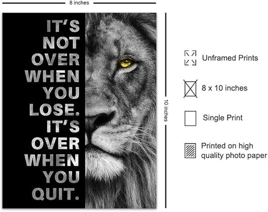 YELLOWBIRD ART & DESIGN Motivational Wall Art & Decor - Positive Quotes - Motivational poster - Office Wall Art - Lion Wall Decor Inspiration Motivation Man cave Gym Wall Decor for Men