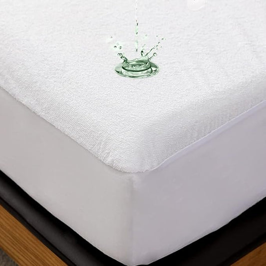 King Size Waterproof Mattress Cover, Premium Terry Top Mattress Cover, Breathable, Noiseless, Cooing & Machine-Washable Bed Cover with 21" Deep Pocket