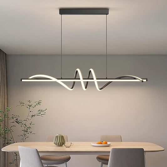 Modern LED Pendant Lights, 39in Chandelier Dimmable with Remote Control 3000k-6000K Adjustable Color Temperature, Aluminum Island Lighting Lamp Fixture for Kitchen, Dining Room, Billiard Room