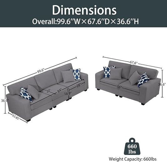 Legend Vansen Modular Sectional Sofa U Shaped Couch with Ottoman Modern Reversible Corner Sectional Couch for Living Room (Dark Grey, 2+3)