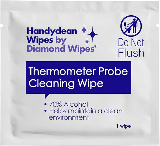 HandyClean Thermometer Cleaning Wipes, 70% Isopropyl Alcohol, Wipes for Probe Thermometer, 1000 ct of 2 x 1 inches Individually Wrapped Wipes