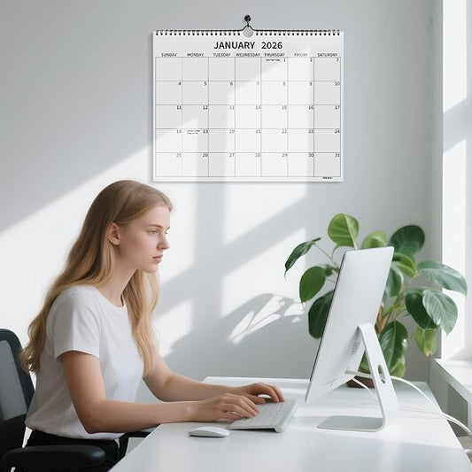 Wall Calendar 2026, 2026 Calendar January 2026 to December 2026, 14"×11" Hanging Calendar for Home Office School Planning (Simple, Horizontal)