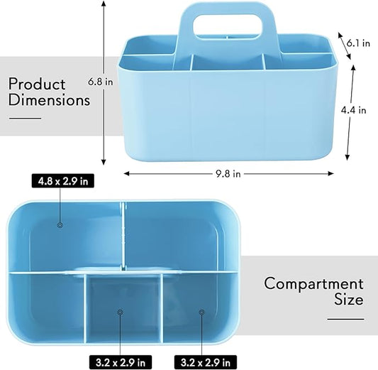 Tiawudi Multipurpose Caddy Organizer, Plastic Caddy with Handle, Stackable Desk Organizer for Stationery, Marker and Pencil, Office Supplies Organizer, Dorm Caddy
