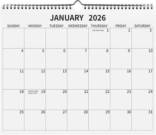 Wall Calendar 2026, 2026 Calendar January 2026 to December 2026, 14"×11" Hanging Calendar for Home Office School Planning (Simple, Horizontal)
