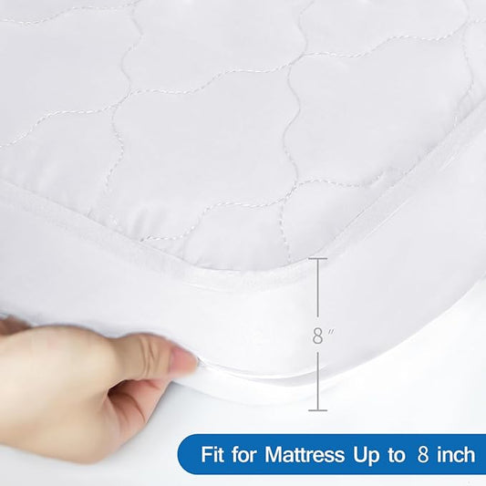 Sofa Bed Queen Mattress Pad Waterproof Mattress Protector, Sleeper Sofa Mattress Cover 60" X 72" X 8" Fitted for Queen Size Sofa Bed, Deep Pocket Mattress Topper, White (Cover Only)