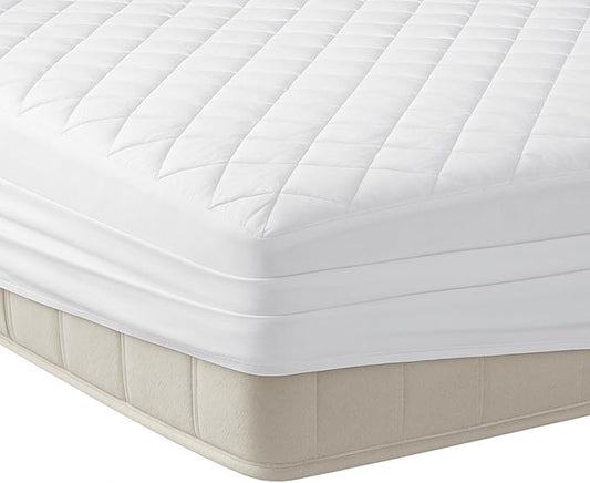 YATAS BEDDING Perle Quilted Fitted Mattress Protector, Machine Washable and Easy Care, Superior Protection and Comfort,100% Cotton Breathable top, (California King) - 71"x85" - 14" Deep Pocket