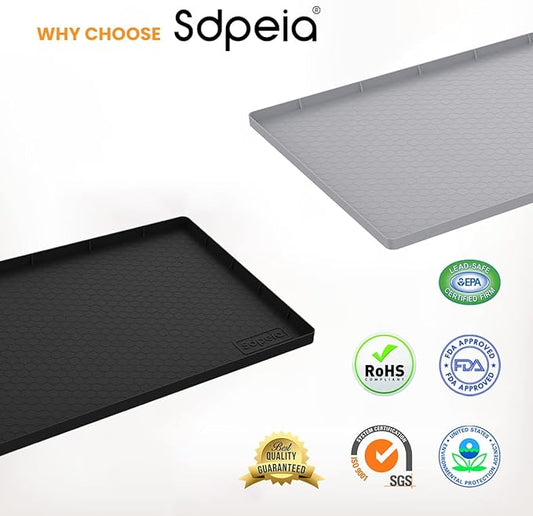 Sdpeia Under Sink Mat 31"×22" Waterproof Silicone Cabinet Liner & Sink Protector for Kitchen & Bathroom, Multi-Purpose Organizers Tray for Pets, Laundry, Cat Litter Mat, Black