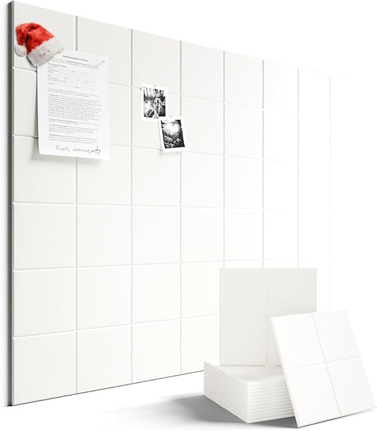 Large Felt Bulletin Board 48" x 36" Cork Board Alternative-12 Pack with 70 Safe Removable Adhesive Tabs, Cork Boards for Walls Cork Board for Home Office Classroom Pin Board-Milky White