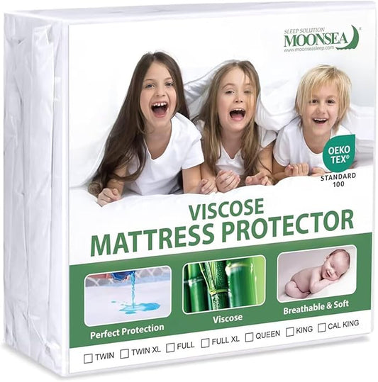 California King Mattress Protector, Skin Friendly and Breathable Cal King Mattress Protector, Viscose Jersey Cal King Mattress Cover with 18" Deep Pocket