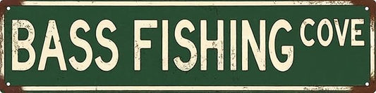 Bass Fishing Metal Sign 4x16 Inch Wall Decor for Home Bar for Man Cave & More Durable Metal Art for Sports Enthusiasts
