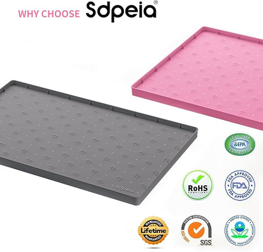 Sdpeia Under Sink Mat 28"×22" Waterproof Silicone Cabinet Liner & Sink Protector for Kitchen & Bathroom, Multi-Purpose Organizers Tray for Pets, Laundry, Cat Litter Mat,Gray
