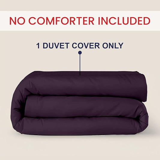 Kotton Culture 1 Pc Duvet Cover King Size-100% Egyptian Cotton Sateen 600 Thread Count Ultra Soft Premium Durable Comforter Cover Zipper Closure & Corner Ties - (Plum, 102" X 94")