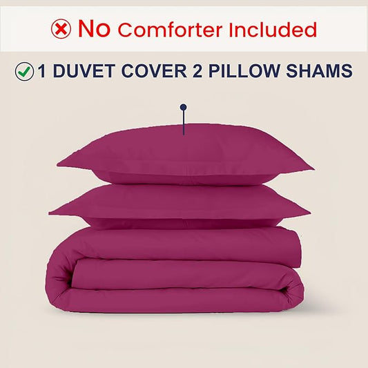 Kotton Culture 3 Pc Duvet Cover King Size Set-100% Egyptian Cotton Sateen 600 Thread Count Ultra Soft Premium Durable Comforter Cover Zipper Closure & Corner Ties - (Hot Pink, 102" X 94")