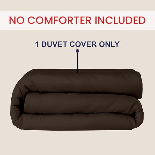 Kotton Culture 1 Pc California King Duvet Cover Only-100% Egyptian Cotton Sateen 600 Thread Count Ultra Soft Premium Durable Comforter Cover Zipper Closure & Corner Ties- (Chocolate, 104" X 98")