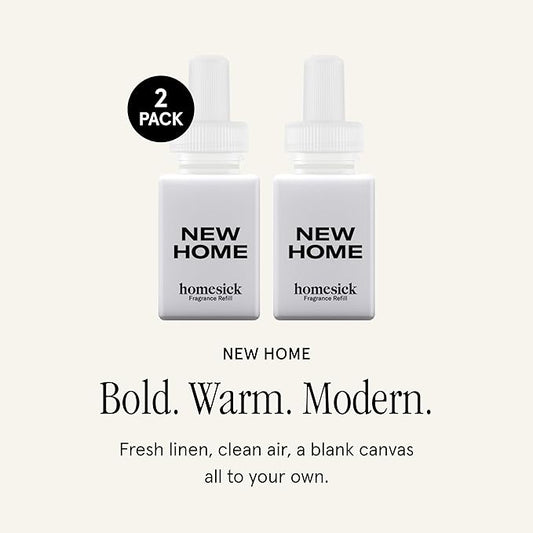 Pura & Homesick Home Scent Refill - Smart Air Diffuser - Up to 120-Hours of Luxury Fragrance per Refill - Home Essential - Clean & Safe Diffuser Fragrance - 2 Pack, New Home