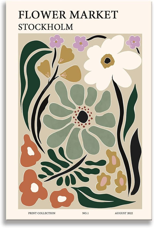Zzuyi Flower Market Poster,Botanical Prints,Green Flower Prints Anthropologie art for Bathroom,Aesthetic Decor-16x24
