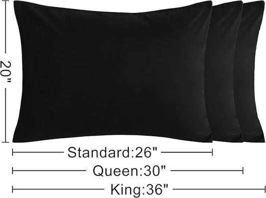 NTBAY Standard Cotton Pillowcases - Envelope Closure 20x26 Pillowcases Set of 2, Breathable and Soft Bed Pillow Cases, Black