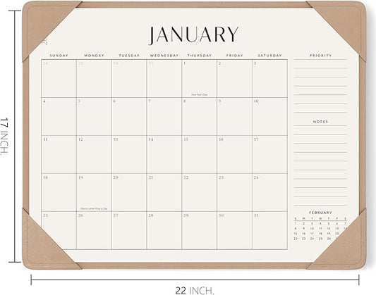 Jotsome Desk Calendar 2026 with Desktop Mat, Large Desk Pad Calendar From Now to December 2026 22x17 inch, Desk Blotter Calendar for Home Office and School, Easy Planning, Gift for the Holidays or Christmas, Apricot