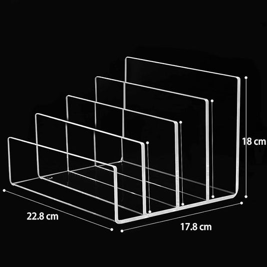 Acrylic File Organizer, 4Sections Clear Desk Organizer for Home Office, Desktop File Folder, Acrylic Mail Organizer Countertop for Notebook, Document and Paper, Clear File Holder,1Pcs