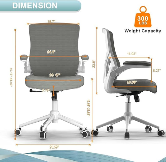 Office Chair, High Back Desk Chair Adjustable Height and Ergonomic Design Home Office Computer Chair, Executive Lumbar Support Padded Flip-up Armrest Office Chair