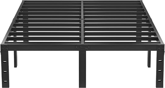 King Metal Bed Frame - 14 Inch Tall Heavy Duty Bedframe Black Basic Steel Slats Platform No Box Spring Needed/Easy Assembly/Noise Free