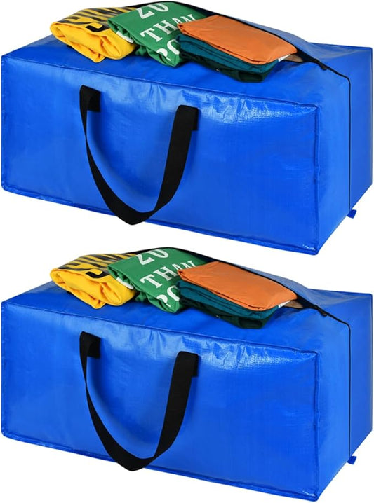 Moving Bags, Storage Totes, Extra Large Storage Bags for Moving Supplies, College Dorm Essentials, Bedroom Closet, Packing Bags with Backpack Handles Zipper Compatible with IKEA Frakta Cart(2 Pack)