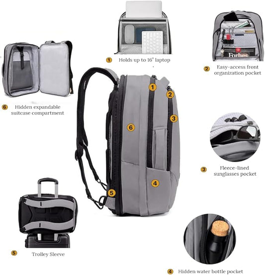 Knack Small Series 2 Laptop Backpack Fits up to 16 Inch Laptops - Knack Bags Carry-On Backpack, TSA Approved, Expandable Travel Backpacks With 2 Day Outfit Capacity, Alloy Gray