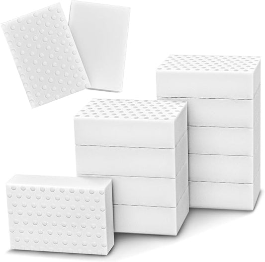 10 Pack Magic Sponge Eraser 3X Thick and Long Lasting Melamine Cleaning Sponges in Bulk - Multi Surface Scrubber Foam Cleaning Pads - Bathtub, Floor, Baseboard, Bathroom, Wall Cleaner (3.9*2.5*1.1in)