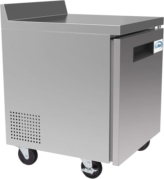 KoolMore 27" Stainless Steel Worktop Commercial Refrigerator with 3 1/2 Backsplash - 6.3 cu.ft, RWT-1D-6C