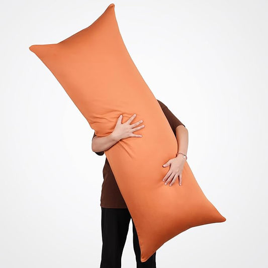 100% Cotton Body Pillow Case Cover with Zipper Wrinkle-Free, 400 Thread Count Super Soft Pillow Case for Body Pillow, Cooling Long Pillow Protector 21" x 54" Autumn Orange