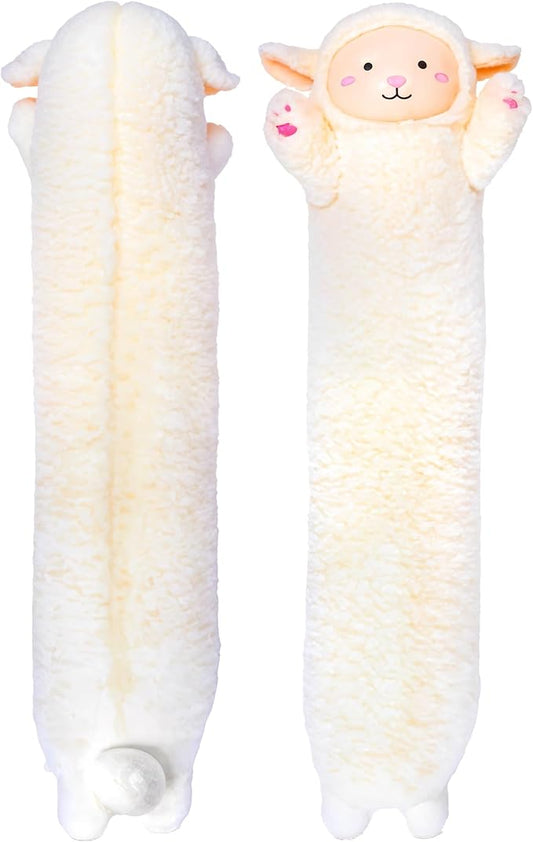 Lamb Plush Body Pillow for Kids | Long Stuffed Animal Cuddle Pillow | Soft Hugging Toy | Plushie Gift for Girls & Boys | Long Plush Body Pillow for Sleep & Comfort | Large, 47 Inches