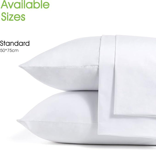 Cotton Pillow Protectors/Cases Queen Size with Zipper 2 Pack White Color,Cooling & Breathable Bed Pillow Protectors Set of 2 Pillow Cases Cover (Queen Size 20" x 30")