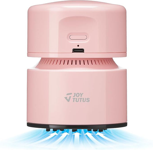JOYTUTUS Mini Vacuum Cleaner Car Vacuum Portable Cordless 360º Rotatable Handheld Vacuum 2 Suction Modes USB for Car/Home/Pet Hair/Office/Desk/Keyboards Pink