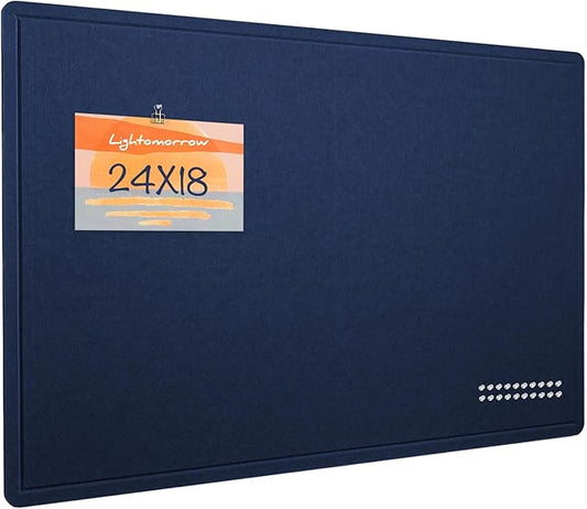 Bulletin Board, 24 x 18 inches Felt Board Decorative Pin Board, Cork Board Alternative for Wall, Foldable Photo Board Self-Adhesive Vision Board with 20 Pushpins - Dark Blue