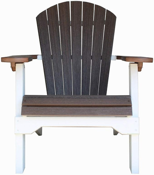 Deluxe Folding Poly Adirondack Folding Chair (Brazilian Walnut/White)