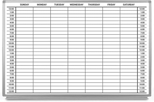 Weekly by Hour Dry-Erase Scheduling Whiteboard 48" x 36"
