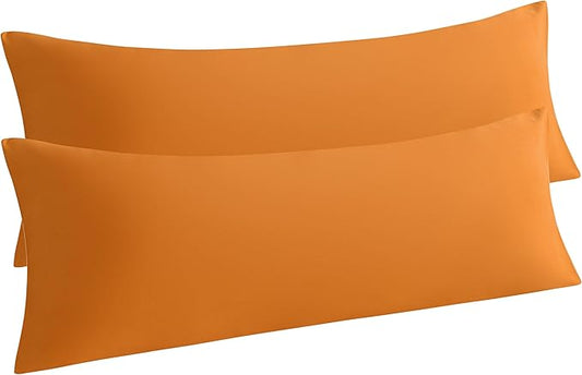 NTBAY Body Pillow Cases Set of 2, 2 Pack Brushed Microfiber 20x54 Pillow Cases, Soft, Wrinkle, Fade, Stain Resistant Pale Orange Pillow Cases with Envelope Closure, 20x54 Inches, Pale Orange