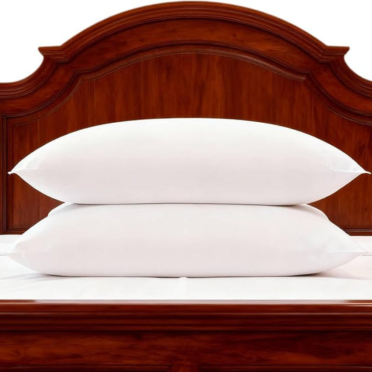 Bed Pillows Standard Size Set of 2 Medium Support Pillow for Stomach Side Back Sleeper Basic Soft Down Alternative White 20x26 inches