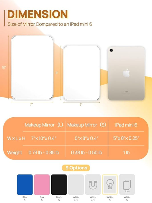 OMIRO Desk Makeup Mirror, 8 x 5 inches Table Mirror with Foldable Stand and Hanging Hole for Shaving and Travelling, White