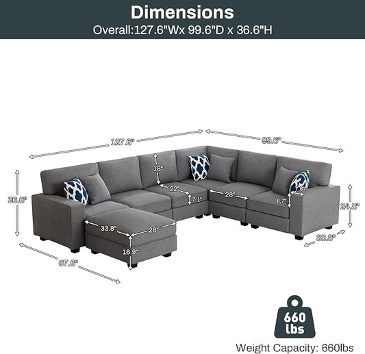 Legend Vansen Modular Sectional Sofa U Shaped Couch with Ottoman Modern Reversible Corner Sectional Couch for Living Room (Dark Grey, U Shaped Sofa-2)
