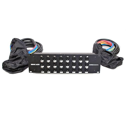 Seismic Audio - SARMSS-24x1515 - 24 Channel XLR TRS Combo Splitter Snake Cable - two 15' XLR trunks Rack Mount