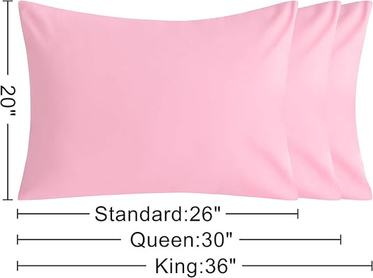 NTBAY Standard Cotton Pillowcases - Envelope Closure 20x26 Pillowcases Set of 2, Breathable and Soft Bed Pillow Cases, Pink