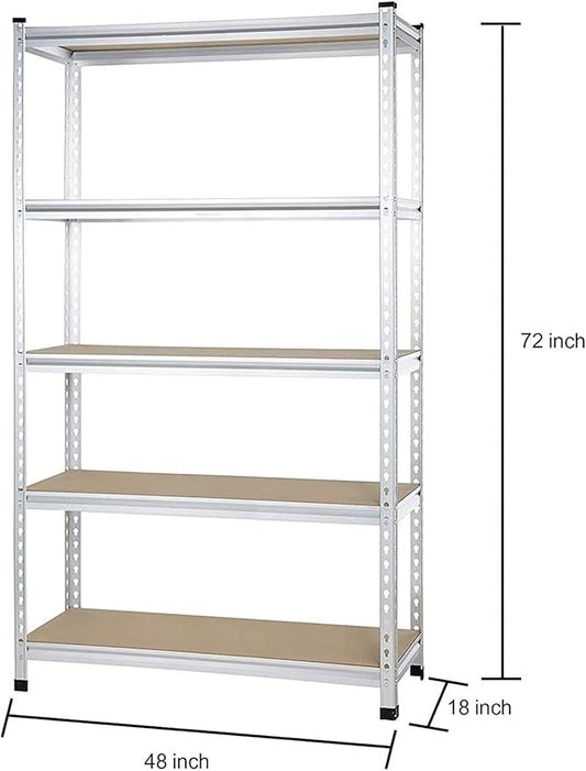 Amazon Basics 5-Tier Medium Duty Storage Shelving Single Post Press Board Shelf - 48 x 18 x 72 Inches, Aluminum