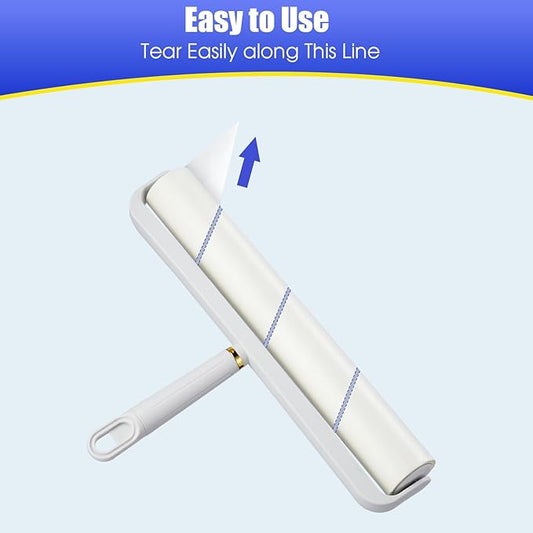 COBETE 14.17in Large Floor Lint Rollers for Pet Hair Extra Sticky, 45in Long Handle Giant Hair Picker Upper from Sticky Mop, for Cleaning Dog Cat Hair Animal Fur Removal Roller Couch Bed Sheet Carpet