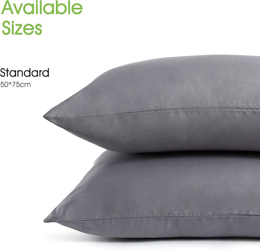 Cotton Pillow Protectors/Cases Queen Size with Zipper 2 Pack Grey Color,Cooling & Breathable Bed Pillow Protectors Set of 2 Pillow Cases Cover (Queen Size 20" x 30")