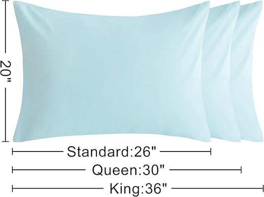 NTBAY Queen Cotton Pillowcases - Envelope Closure 20x30 Pillowcases Set of 2, Breathable and Soft Bed Pillow Cases, Aqua