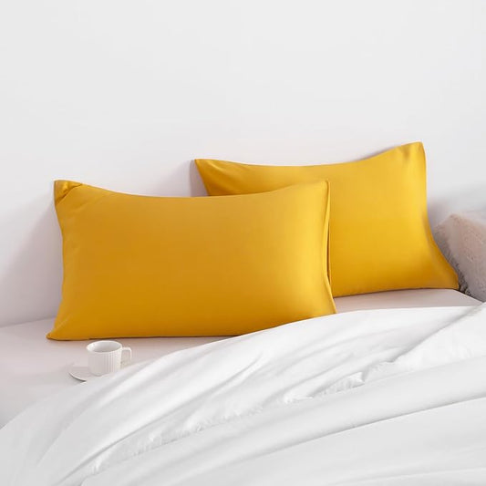 NTBAY Toddler Pillow Cases Set of 2, 2 Pack Brushed Microfiber 14x20 Pillow Cases, Soft, Wrinkle, Fade, Stain Resistant Ginger Yellow Pillow Cases with Envelope Closure, 14x20 Inches, Ginger Yellow
